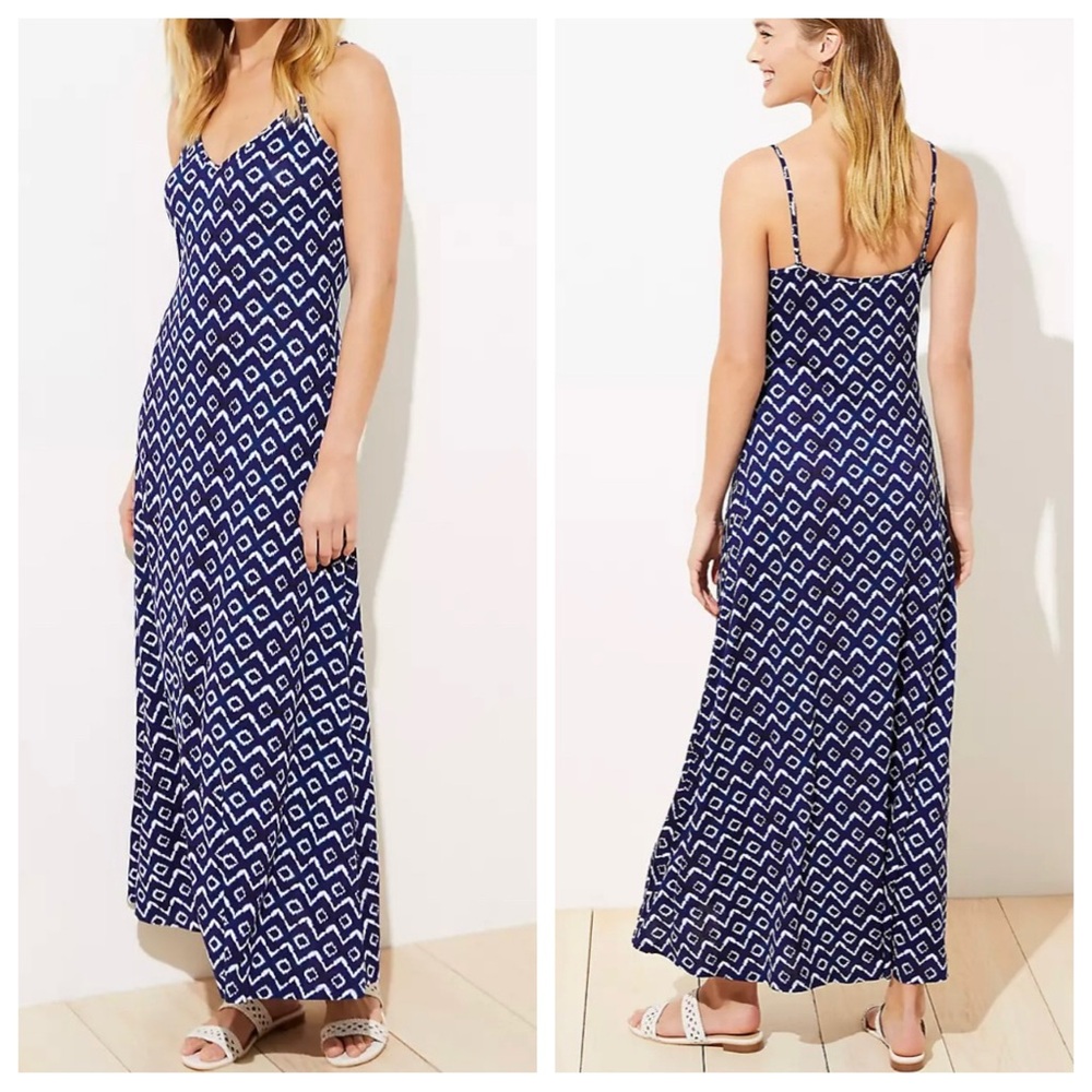 LOFT Batik Strappy Maxi Dress | Size Small